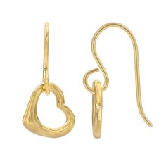 Earring Details: Length: .75-in. Backings: fishhook Metal: 14k gold-plated brass Size: One Size. Color: Yellow. Gender: female. Age Group: adult. Material: Gold Plate|Brass. Valentine's Day Teardrop Heart Earrings For Pierced Ears, Teardrop Earrings With Heart Charm For Anniversary, Anniversary Teardrop Earrings With Heart Charm, Pierced Dangle Heart Earrings For Mother's Day, Mother's Day Heart Pendant Earrings For Pierced Ears, Mother's Day Heart Shaped Earrings With Ear Wire, Mother's Day Heart-shaped Earrings With Ear Wire, Mother's Day Heart Pendant Earrings, Heart Shaped Drop Earrings For Mother's Day