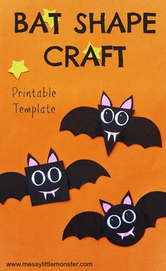 three bats with faces cut out of them and the words bat shape craft on top