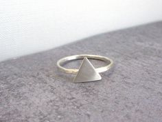 Sterling silver triangle ring geometric jewelry. by lunahoo Minimalist Hammered Silver Stackable Rings, Minimalist Silver Pyramid Jewelry, Minimalist Hammered Sterling Silver Midi Rings, Silver Triangle Rings For Gifts, Silver Triangle Rings For Gift, Silver Hammered Minimalist Midi Rings, Geometric Sterling Silver Ring, Silver Geometric Sterling Silver Ring, Sterling Silver Geometric Ring In Silver