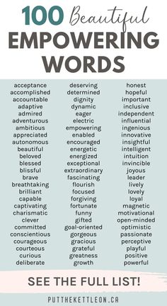 the 100 beautiful empoering words that you can use to spell out your feelings