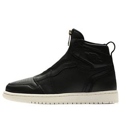 (WMNS) Air Jordan 1 Retro High Zip 'Black Sail' AQ3742-016 (AJ1/SNKR/Zipper/Women's) Leather Sneakers With Zipper For Streetwear, Sporty High-top Sneakers With Zipper For Streetwear, Black Sneakers With Zipper Closure For Streetwear, Black Zipper Closure Sneakers For Streetwear, Black High-top Synthetic Jordan Shoes, Jordan 1 Black Satin Gym Red, Air Jordan 1 Red And Black Shiny, Red High-top Jordan Shoes With Air Cushioning, Red And Black Air Jordan 1