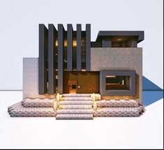 an architectural model of a house with stairs leading up to it