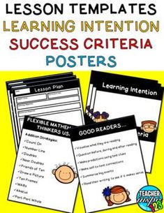 an image of a poster with the words lesson templates for learning intention success criteria posters