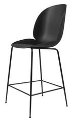 an image of a black bar stool with metal frame and backrests on white background