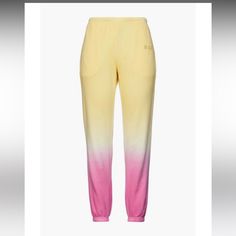 Wsly Pink And Yellow Ombr Joggers. Brand New Size Small Yellow Bottoms For Spring Loungewear, Yellow Loungewear Bottoms For Spring, Yellow Spring Bottoms For Loungewear, Yellow Joggers, Tie Dye Joggers, Brown Joggers, Tie Dye Sweatpants, Yellow Ombre, Cuffed Joggers