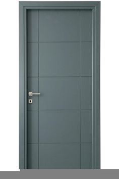 an open door with a handle on the front and side panels, in grey color