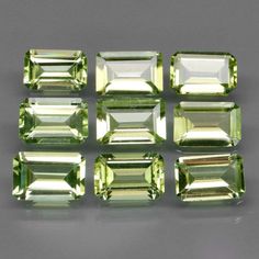 9 Pcs. Tw 4.60 Ct. Clean-Vs Green Peridots Green Peridot, Swiss Blue Topaz, Aquamarine Blue, Black Opal, Blue Topaz, Topaz, Opal, Auction, Gems