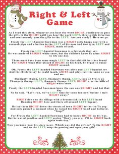 the right and left game is shown in this christmas themed letter to santa clauss