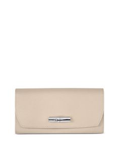 Longchamp Roseau Leather Continental Wallet Classic Clutch With Palladium Hardware, Classic Formal Clutch With Palladium Hardware, Luxury Wallets With Silver-tone Hardware For Formal Occasions, Elegant Leather Wallet With Palladium Hardware, Luxury Formal Wallets With Silver-tone Hardware, Elegant Leather Wallets With Palladium Hardware, Elegant Compact Wallet For Formal Occasions, Elegant Compact Wallets For Formal Occasions, Elegant Formal Wallet With Magnetic Closure