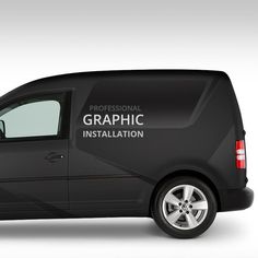 a black van with the words graphic installation on it