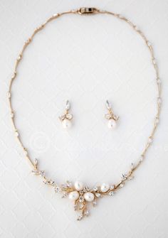 Bridal Jewelry Necklace Set with Pearl Flower and CZ - Cassandra Lynne Simple Bridal Jewelry, Bridal Jewelry Necklace, Bridal Jewellery Design, Pearl Bridal Jewelry, Bridal Accessories Jewelry, Bridal Fashion Jewelry, Back Necklace, Wedding Bridal Jewellery, Ivory Pearl