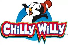 the logo for chillly willy with an image of a penguin wearing a santa hat