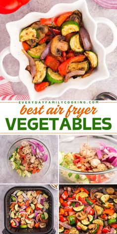 The Best Air Fryer Vegetables are a healthy eating idea you will love! This simple, healthy side dish features bell pepper, zucchini, and mushrooms seasoned with parsley and cumin. Try it today for a tasty, healthy addition to any meal!