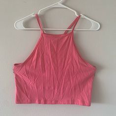 Size Medium, Bright Pink, Cropped Halter Tank From H&M. Worn Once For A Halloween Costume; Practically Brand New. Would Pair Nice With Shorts Or Under Overalls For A Cute Summer Look! Pink Sleeveless Crop Top For Loungewear, Casual Pink H&m Top, H&m Casual Pink Tops, Casual Pink Cropped Tank Top, H&m Pink Summer Tops, H&m Cotton Tops For Loungewear, Summer Pink H&m Tops, H&m Pink Sleeveless Top, Trendy Cropped Tops By H&m