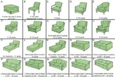 the different types of chairs and couches for each room in an apartment or home