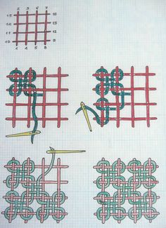 four different types of stitching on paper