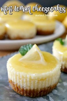 small cheesecakes with lemon filling on plates