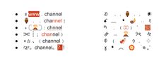 two different types of symbols are shown on the same page, each with their own language