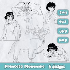 an image of princess mononoke coloring pages for adults and children to print out