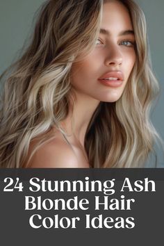 Portrait of a woman with ash blonde wavy hair accompanied by text "24 Stunning Ash Blonde Hair Color Ideas". Sand Storm Blonde, Blonde Hair Color Ideas Easy Grow Out, Blonde Beige Highlights, Bleach Blonde To Brown, Extra Light Ash Blonde Hair, Biscuit Blonde Hair Balayage, Low Maintained Blonde, Natural Grown Out Blonde Hair, Cool Winter Blonde Hair