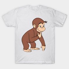 a white t - shirt with a cartoon monkey on it