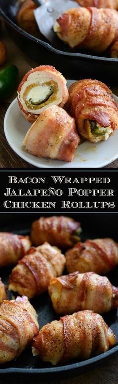 bacon wrapped jalapeno chicken roll ups on a plate