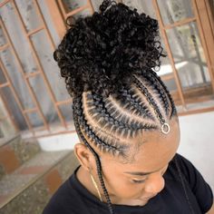 Cornrow Updo On Natural Hair, Naturalista Hairstyles, Girls Braided Hairstyles Kids, Cornrow Updo Hairstyles, Corn Row, Cornrows Styles, Pretty Braids, Natural Hair Short Cuts, Big Box Braids Hairstyles