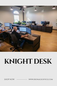 The Knight sit/stand is the perfect combination of privacy and style. The Knight may look like a single unit, but at the touch of a button the desk becomes a height adjustable, Our shell and modesty panel keeps the privacy needed for the office setting. This desk is what every workspace needs. #desk #furniture #deskdecor #officefurniture #deskdesign #officedesk #workdesk #desks #homedecor #desksetup #ironageoffice