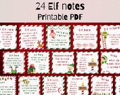 the printable elf's list for christmas is shown in red and green colors