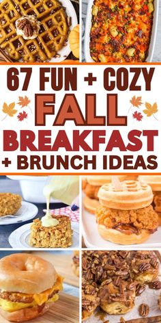 Fall breakfast foods and autumn brunch ideas including savory hearty make ahead breakfast casseroles, morning dessert treats, healthy oatmeal, and fall breakfast board recipes. Breakfast For Dinner Menu Ideas, Fall Breakfast Party Ideas, Fall Breakfast Brunch Ideas, Seasonal Breakfast Ideas, Brunch Fall Ideas, Breakfast Arrangement Ideas, Healthy Sunday Breakfast Ideas, Fall Breakfast For A Crowd, Friends Breakfast Ideas