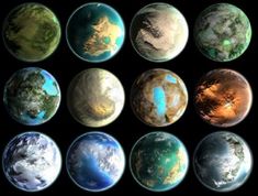 the planets are all different colors and sizes, but there is no image to describe