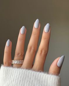 We're obsessed with blue nails for summer. Check out these blue summer nail designs to inspire your next manicure! Nail Color Inspo 2024, Chrome Short Nails, Pale Blue Nails, Icy Blue Nails, Stone Nails, Grey Nails, Beauty Hacks Nails, Hello Nails, Simple Gel Nails