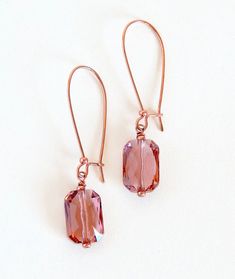 Diy Elegant Earrings, Blush Pink Earrings, Pink Crystal Earrings, Diy Wire Earrings, Crystal Teardrop Earrings, Handmade Crystal Jewelry, Beaded Earrings Diy, Rose Blush, Silver Earrings Handmade