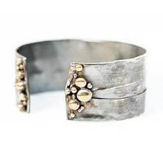 "Gorgeous Statement Cuff Bracelet Hand Made-to-Order just for you! Price of $147 is for any combination of metals. Choose Sterling Silver, Bronze, NuGold or Copper. Choose your width: 1/2\", 1\", 1.5\", 2\" Can be made any length from 6\" to 8\" Free Priority Mail Shipping on all orders over $140" Gold Sterling Silver Cuff Bracelet, Metal Cuff Bracelet With Polished Finish, Metal Cuff Bangle With Polished Finish, Polished Metal Cuff Bangle, Polished Metal Cuff Bracelet, Polished Metal Cuff Jewelry, Unique Cuff Bracelet For Anniversary, Unique Bangle Cuff Bracelet For Anniversary, Unique Anniversary Bangle Cuff Bracelet