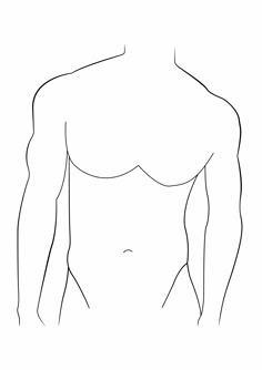 the outline of a man's torso in black and white, with no shirt on