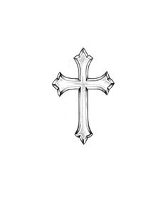 a black and white drawing of a cross