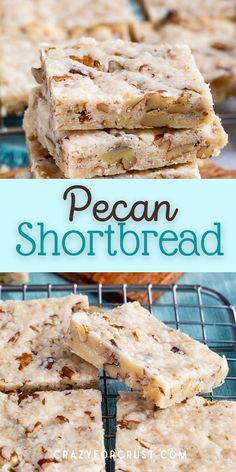 pecan shortbread on a cooling rack with text overlay