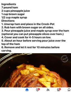 the instructions for how to make crock pot ham in an instant pressure cooker