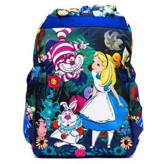 WondaPop Disney Nylon Backpacks are known for their whimsical Disney prints and designs. This beautiful, colorful backpack features bright lifelikeimages of Alice in Wonderlandincluding appearances from the Mad Hatter, the Cheshire Cat and the White Rabbit. The bag hasfabric straps for putting pins on. Back To School Backpack For Disney Fan Events, Multicolor Character Print Travel Bag, Disney Backpack For End Of School Year, Cute Multicolor Backpack For Disney Trips, Themed Multicolor Standard Backpack, Multicolor Character Print Backpack, Disney Multicolor Backpack For Theme Park, Multicolor Disney Backpack For Theme Park, Disney Backpack For Theme Park And Back To School