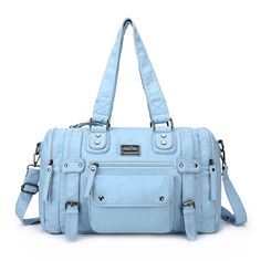 PRICES MAY VARY. 💯[Material]-This stylish multi pocket satchel handbag is made from high-quality eco-friendly vegan leather which is washed with a special technique to make it ultra-soft, durable, and easy to clean. Just wipe with a damp cloth to keep this bag looking new. It has a classic silver hardware and top zipper closure that makes it easy to grab things inside your bag. 🎀[Dimension]-The size of our Hobo bags are 16.1"x4.3"x11.0"(40.6*11*27.9)cm. Removable shoulder strap drops: 23.2" (5 Crossbody Travel Bag, Handbags Hobo, Soft Leather Purse, Blue Tote Bag, Crossbody Bags For Travel, Purses For Women, Blue Tote, Hobo Bags, Satchel Handbag