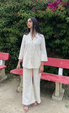 Code Set Dress Indian, White Cord Set Outfit, Coord Sets For Women Cotton, New Coord Set Designs, Co Ords Outfits Casual, Co Ord Design, Cotton Coord Set Design, Cutwork Coord Set