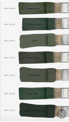 the different shades of green paint