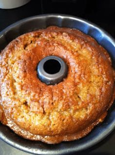 a bundt cake sitting on top of a metal pan