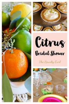 citrus bridal shower with oranges, limes and cupcakes