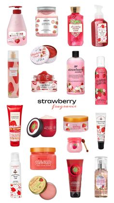 Strawberry Body Care Products, Strawberry Cosmetics, Strawberry Stuff, Summer Scents, Expensive Makeup, Pound Cake With Strawberries, Beauty Routine Tips