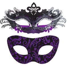 PRICES MAY VARY. Package includes - 2 pcs masquerade masks for couples, the black base with violet pattern masquerade mask for men, the black ABS base inlaid with violet alloy and rhinestones masquerade mask for women Premium material - SIQUK couple masquerade masks are made of strong, durable and lightweight ABS plastic and metal, no extra glue and no discoloration, the masquerade mask can be molded easily to the face contours of the wearers One size fits most - the couple masquerade masks are Mascarade Party, Couples Masquerade Masks, Mask Halloween Costume, Black Masquerade Mask, Mens Masquerade Mask, Halloween Costume Mask, Dance Stuff, Party Mask, Mask Masquerade