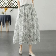 Details: Gender: Women Item Type: Skirt Material: Linen Season: Summer Pattern: Print Style: Casual, Loose, Retro Waist Type: Elastic Waist Size: One Size Waist: 70.00 - 114.00 cm/ 27.56 - 44.88 " Length: 82.00 cm/ 32.28 " Hip: 156.00 cm/ 61.42 " Hem: 204.00 cm/ 80.31 " Retro Flower Print, Summer Pattern, Linen Skirt, Summer Patterns, Print Style, Retro Flowers, Waist Size, Flower Print, Season Summer