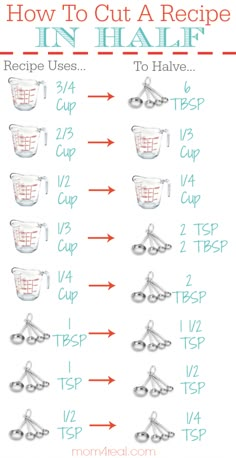 how to cut a recipe in half with instructions on how to make it and how to use