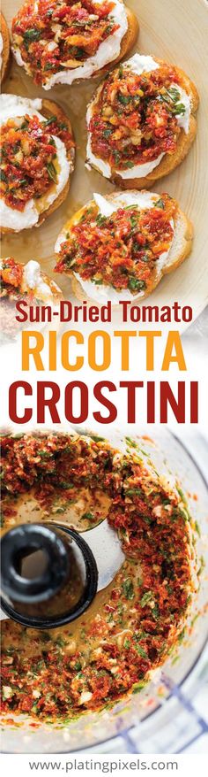 sun dried tomato ricotta crostini is an easy and delicious appetizer