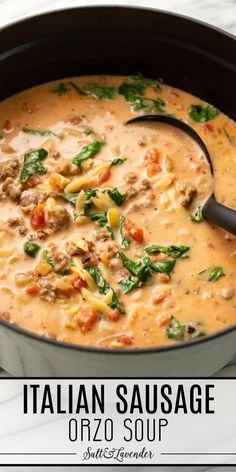 this italian sausage orzo soup is an easy and delicious dinner